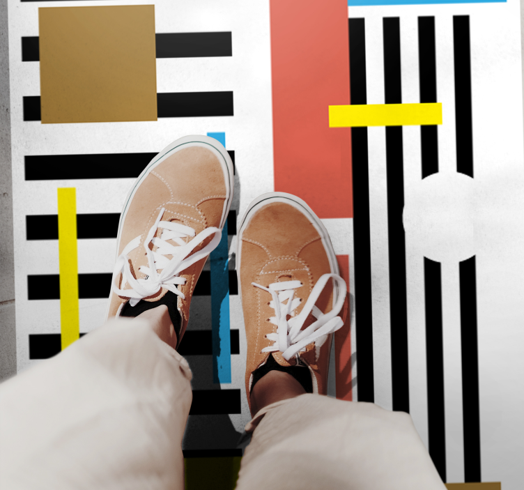 Alfombra vinílica moderna patrones de rayas de colores - TenVinilo