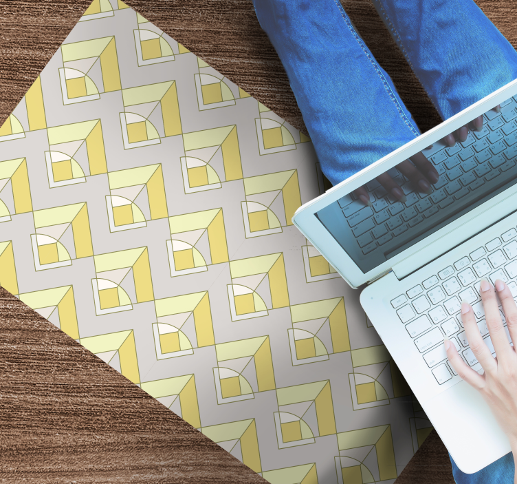 Alfombra vinílica geométrica patrón amarillo y gris - TenVinilo