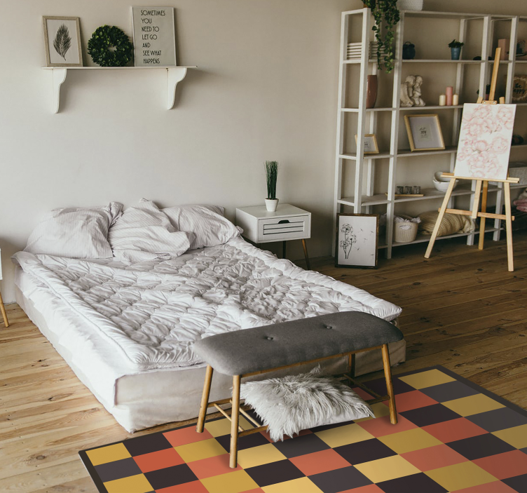 Alfombra vinílica geométrica tablero de ajedrez geométrico - TenVinilo