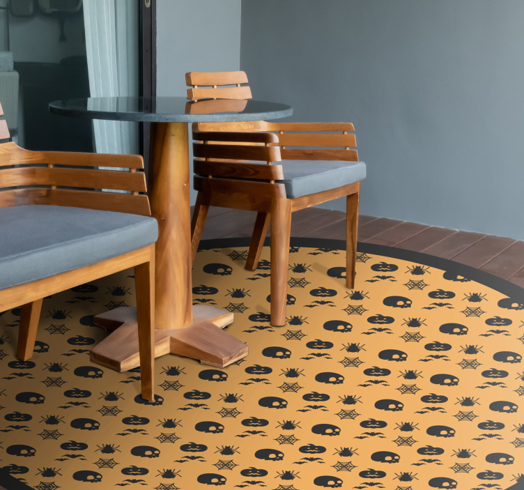 Alfombra vinílica Halloween patrón circular espeluznante - TenVinilo