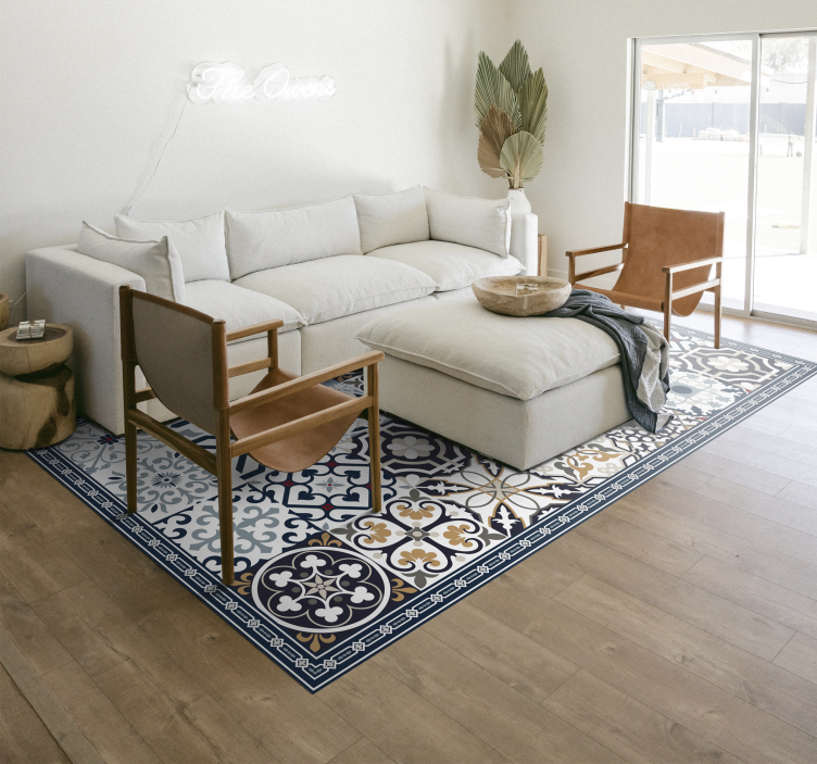 Alfombra vinílica hidráulica azulejos ornamentados - TenVinilo
