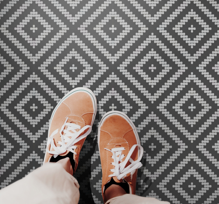 Alfombra vinílica hidráulica detalle de patrón geométrico - TenVinilo