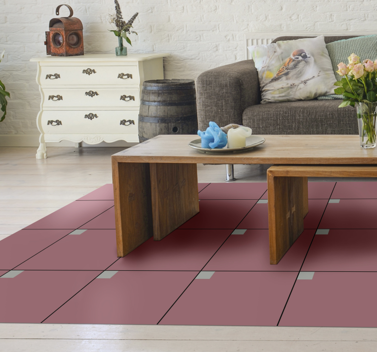 Alfombra vinílica salón cuadrados rosados - TenVinilo