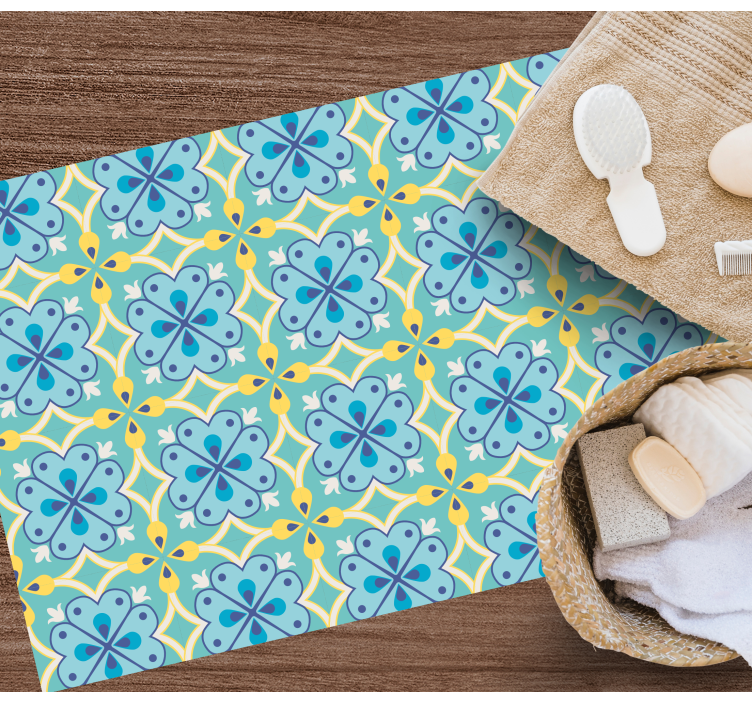 Alfombra vinílica hidráulica elementos florecientes - TenVinilo