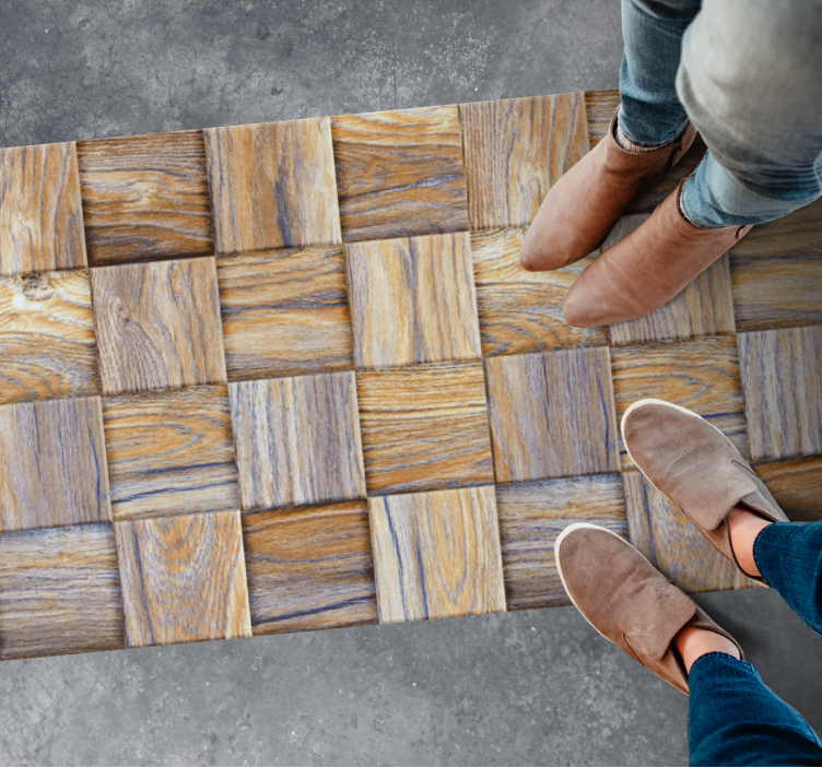 Alfombra vinílica imitación madera estilo de bloque - TenVinilo