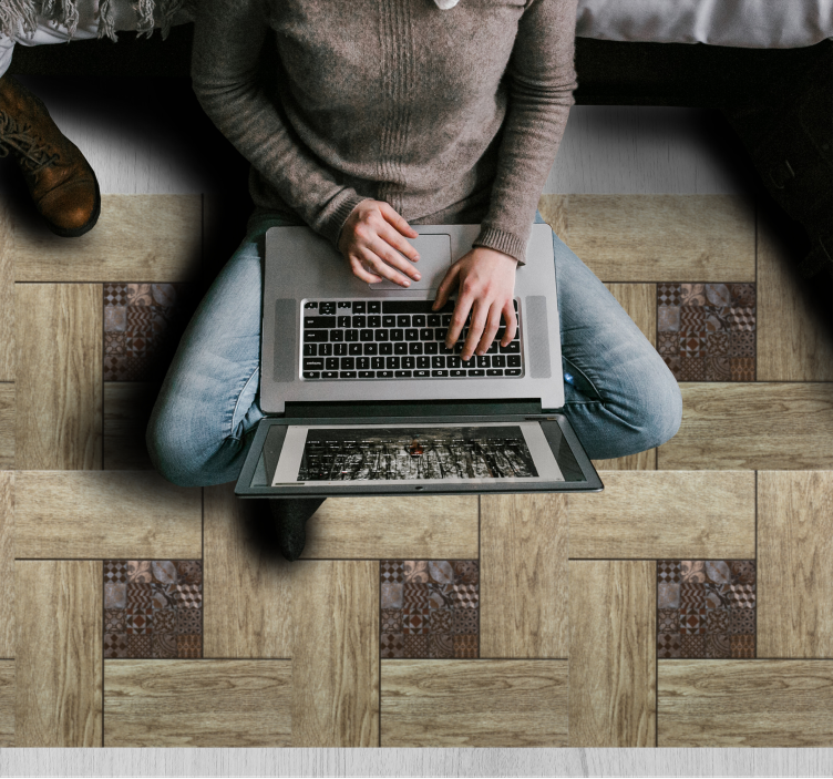 Alfombra vinílica imitación madera patrón texturizado - TenVinilo