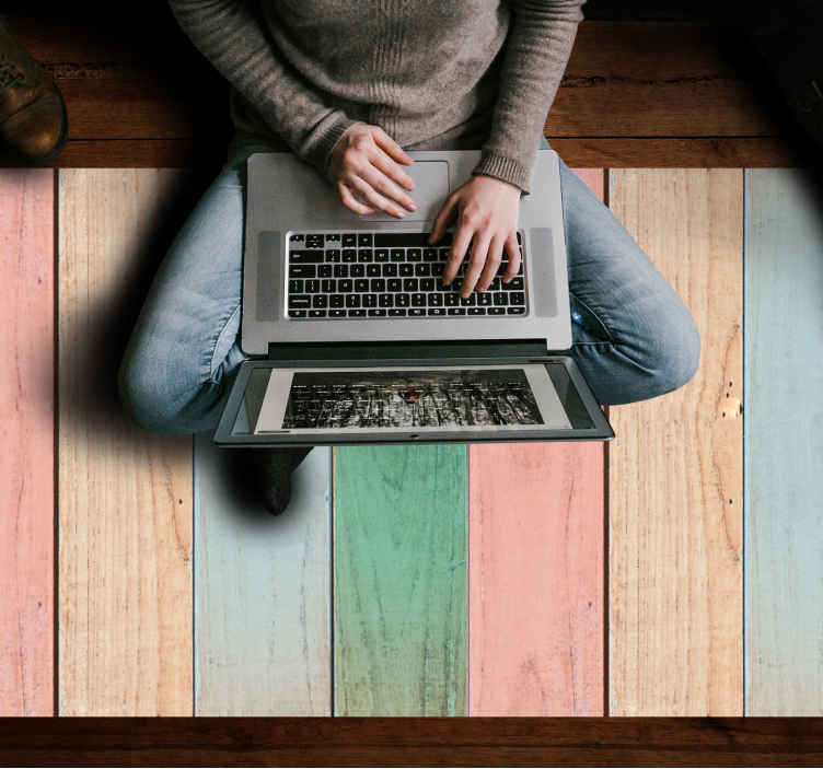 Alfombra vinílica imitación madera superficie pastel - TenVinilo