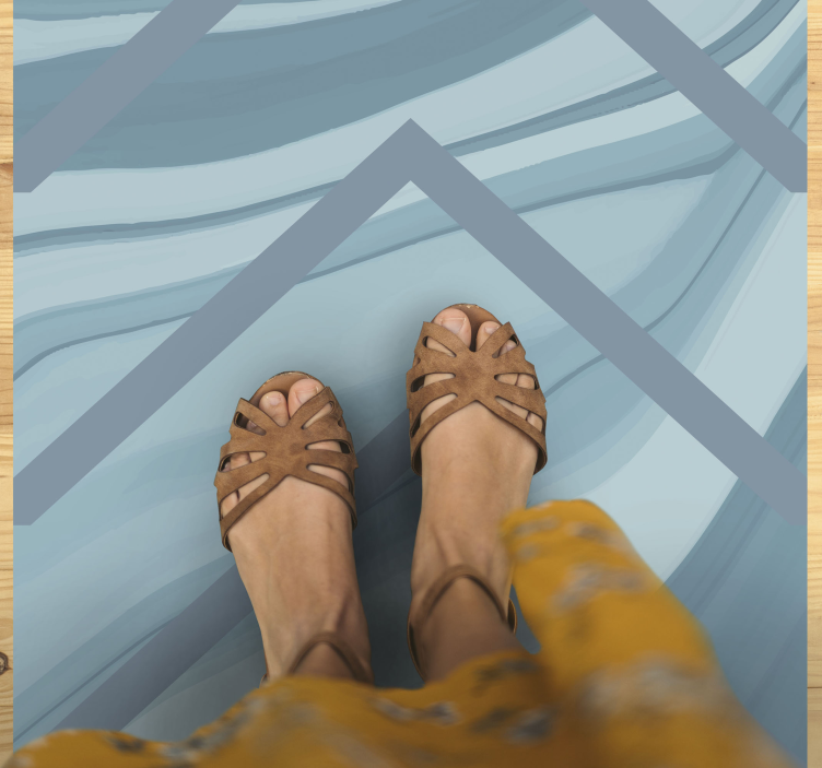 Alfombra vinílica imitación mármol elegantes ondas azules - TenVinilo