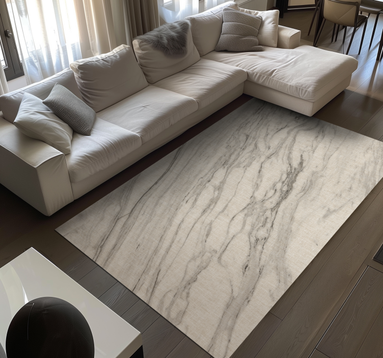 Alfombra vinílica imitación mármol tonos marfil y negro - TenVinilo