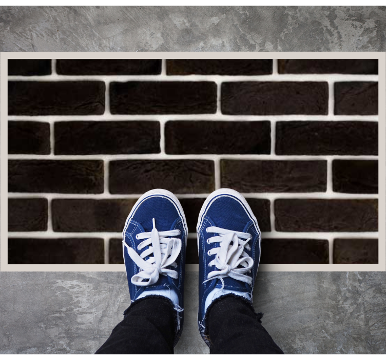Alfombra vinílica imitación piedra patrón de ladrillo negro - TenVinilo