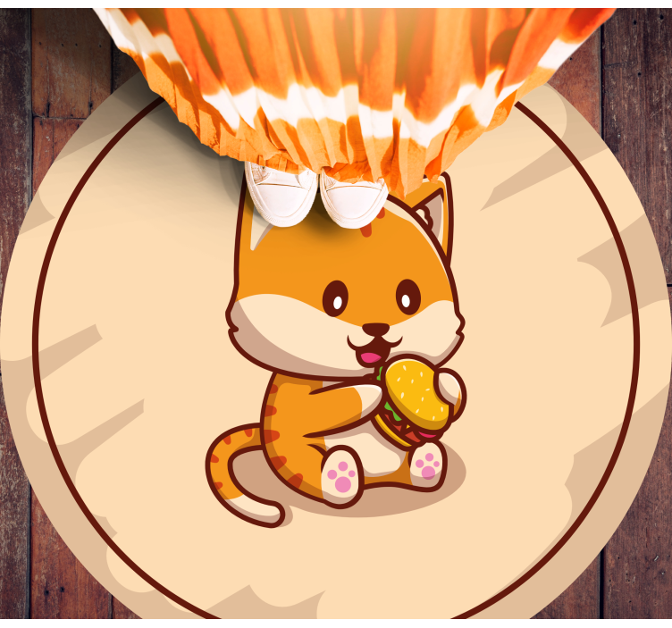 Alfombra vinílica infantil gato bebé con sándwich - TenVinilo