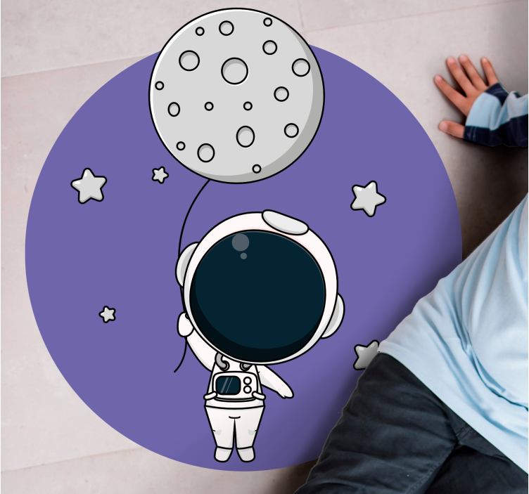 Alfombra vinílica infantil astronauta con globo - TenVinilo