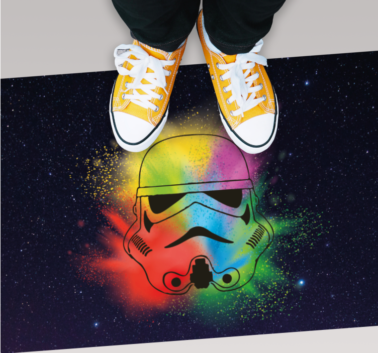 Alfombra vinílica infantil cara colorida de stormtrooper - TenVinilo