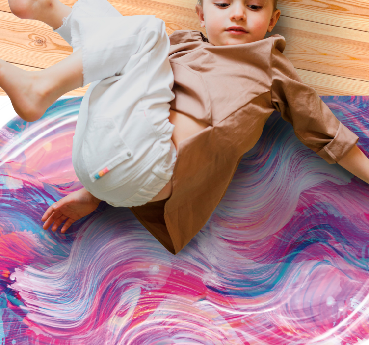 Alfombra vinílica infantil curvas abstractas vibrantes - TenVinilo