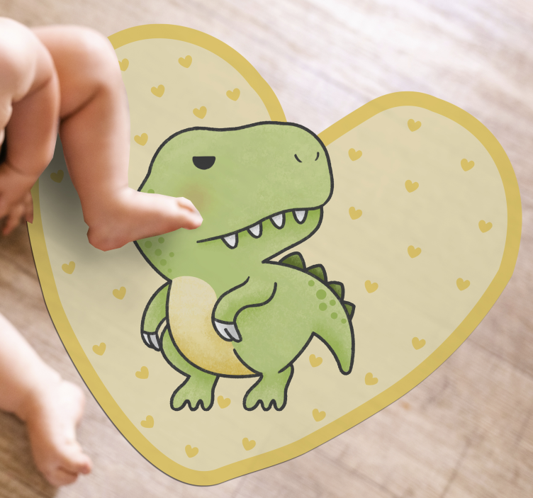Alfombra vinílica infantil dinosaurio en forma de corazón - TenVinilo