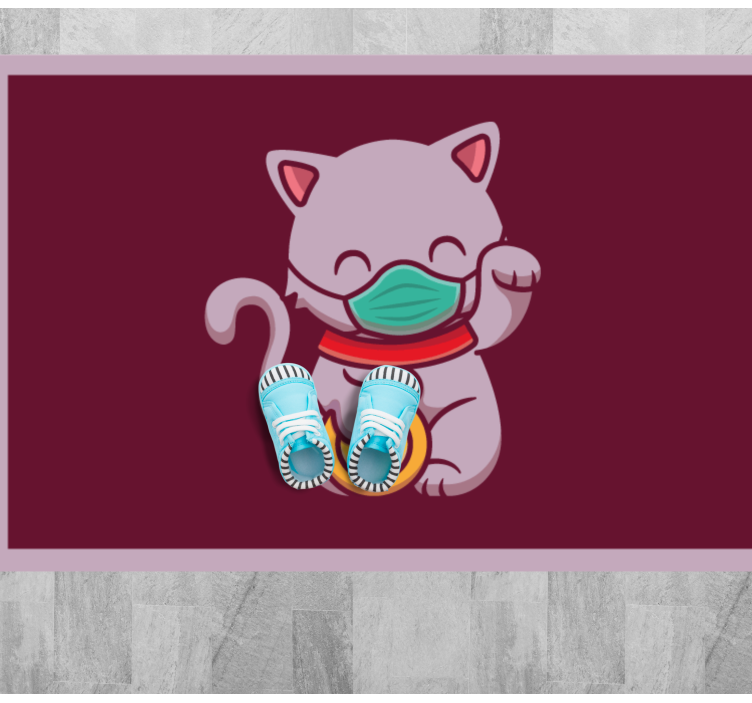 Alfombra vinílica de animales gato con máscara - TenVinilo