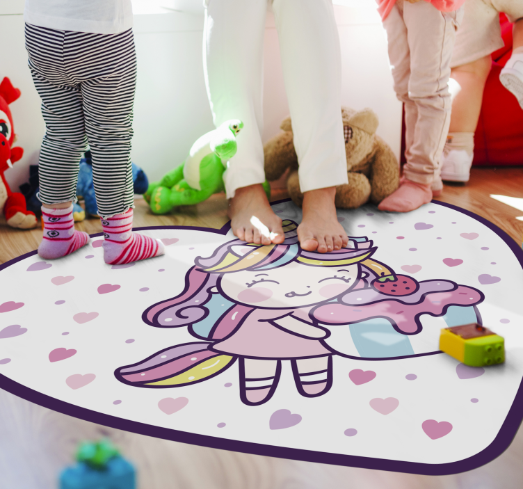 Alfombra vinílica infantil lindo regalo de unicornio - TenVinilo