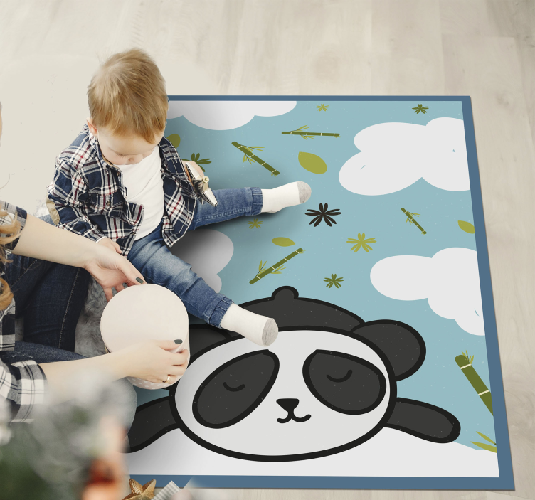 Alfombra vinílica infantil paisaje onírico panda - TenVinilo