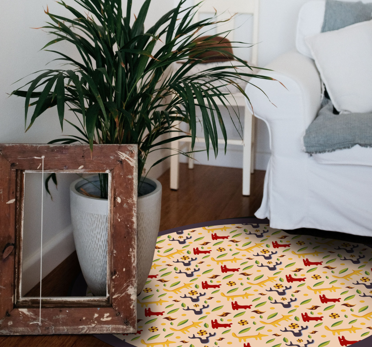 Alfombra vinílica infantil animales coloridos del bosque - TenVinilo