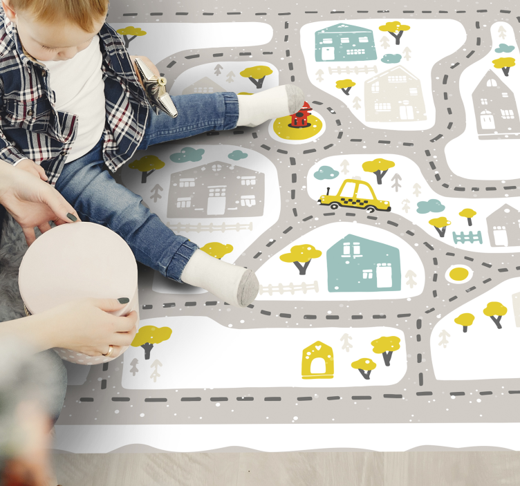 Alfombra vinílica infantil pista de la ciudad juguetona - TenVinilo