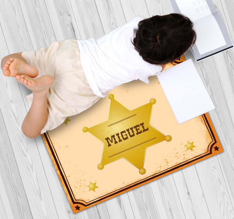 Alfombra vinilo infantil sheriff con nombre - TenVinilo