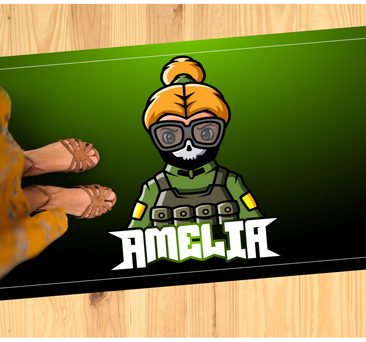 Alfombra vinílica juvenil mujer soldado con nombre - TenVinilo