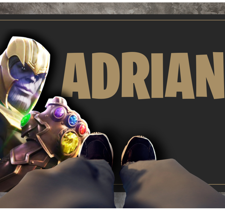 Alfombra vinílica juvenil personaje de videojuego con nombre - TenVinilo