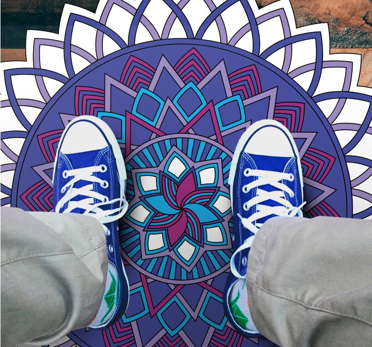 Alfombra vinílica mandala arreglo floral intrincado - TenVinilo