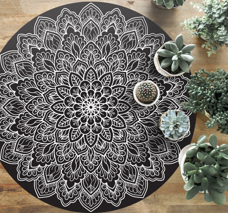 Alfombra vinílica mandala elegante concepto monocromático - TenVinilo