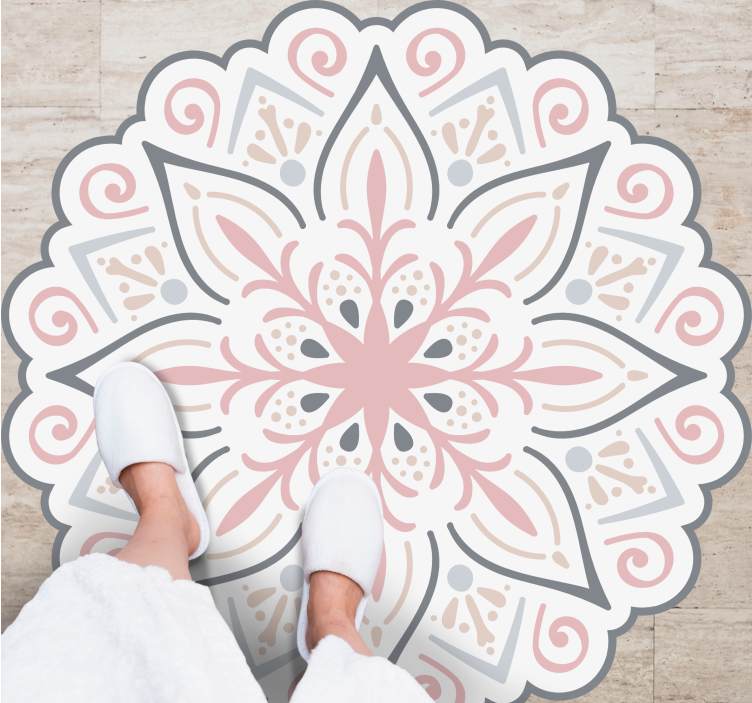 Alfombra vinílica mandala elegante elemento floral - TenVinilo