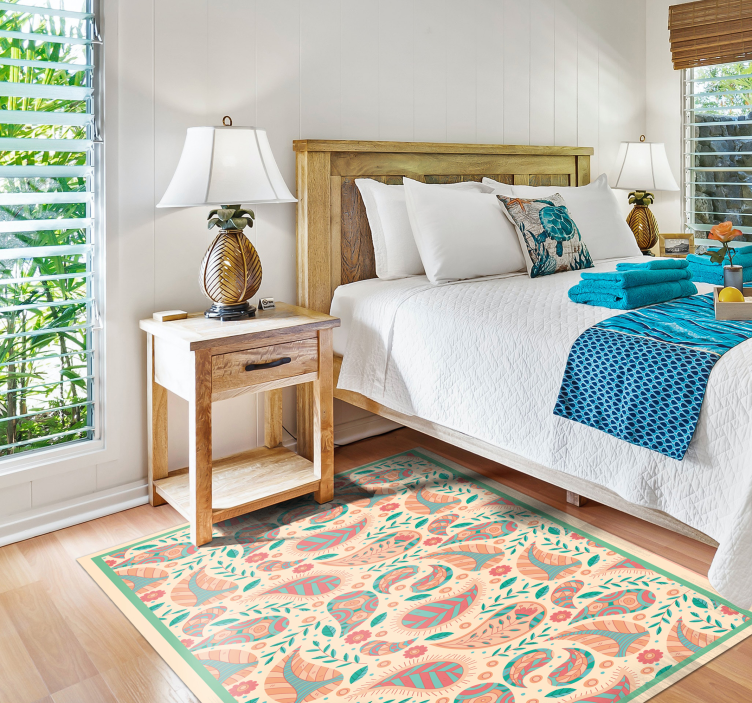 Alfombra vinílica mandala fusión de patrón paisley - TenVinilo