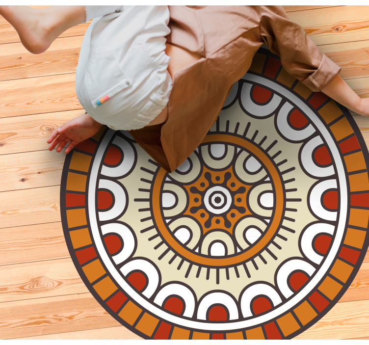 Alfombra vinílica mandala motivo con patrón circular - TenVinilo