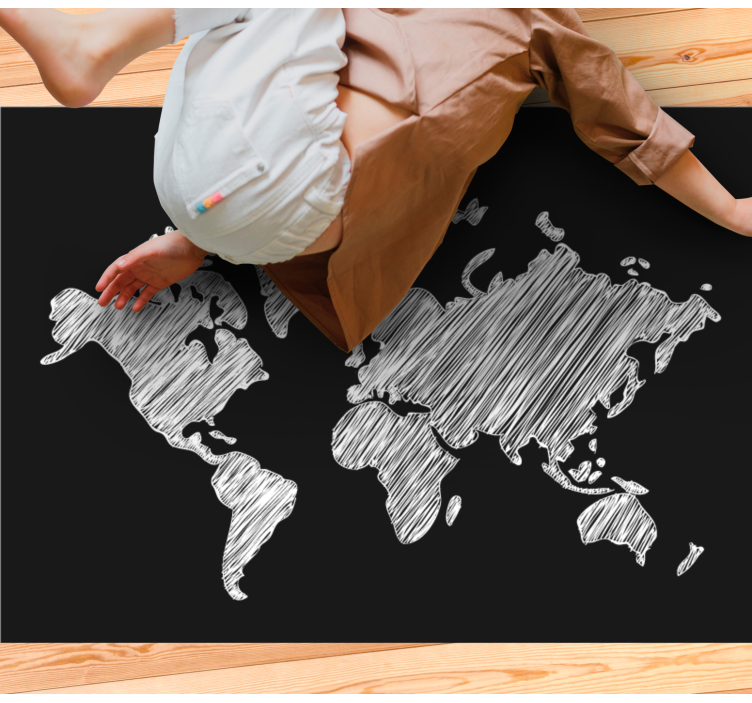 Alfombra vinílica mapamundi diseño de pizarra gris - TenVinilo