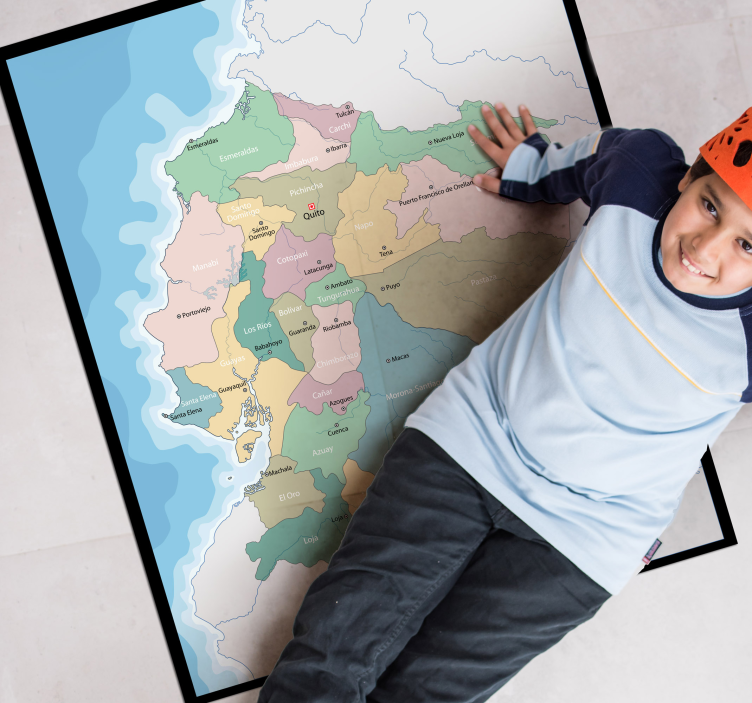 Alfombra de vinilo mapamundi Mapa de ecuador con provincias - TenVinilo