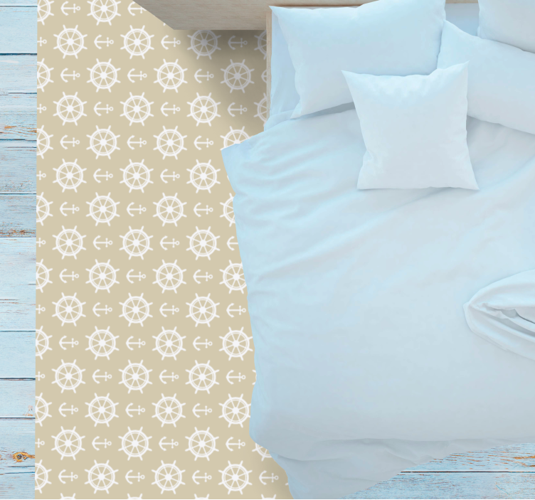 Alfombra vinílica salón motivo de brújula marítima - TenVinilo