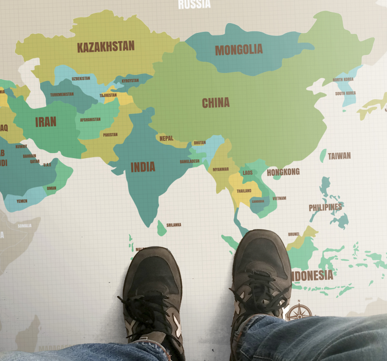 Alfombra de vinilo mapamundi Tarjeta de asia - TenVinilo