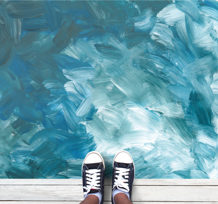 Alfombra vinílica minimalista pinceladas marinas - TenVinilo