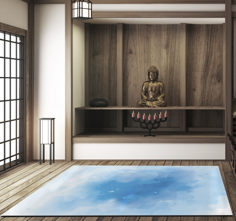 Alfombra vinílica minimalista acuarela azul minimalista - TenVinilo