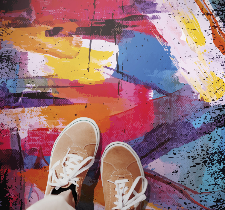 Alfombra vinílica moderna salpicadura abstracta vibrante - TenVinilo