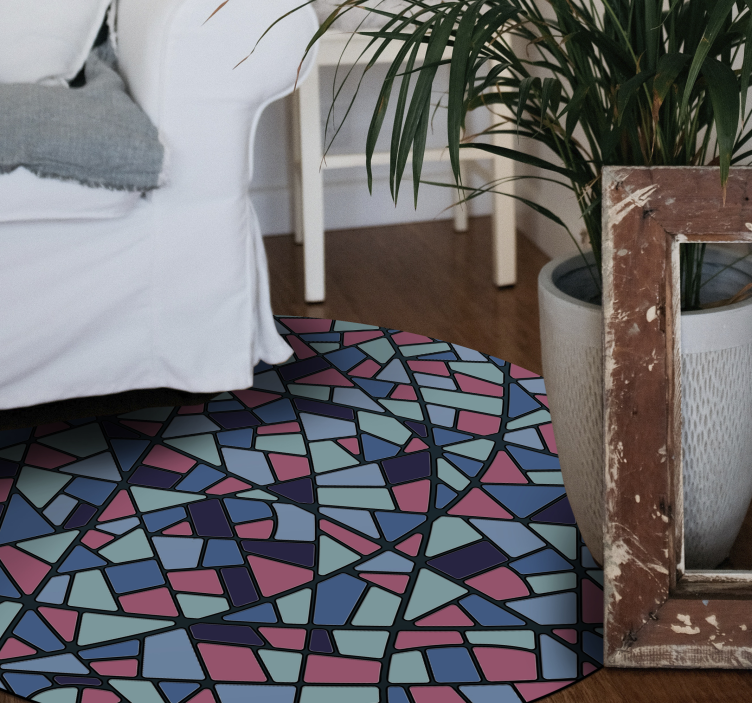 Alfombra vinílica mosaico arreglo geométrico colorido - TenVinilo