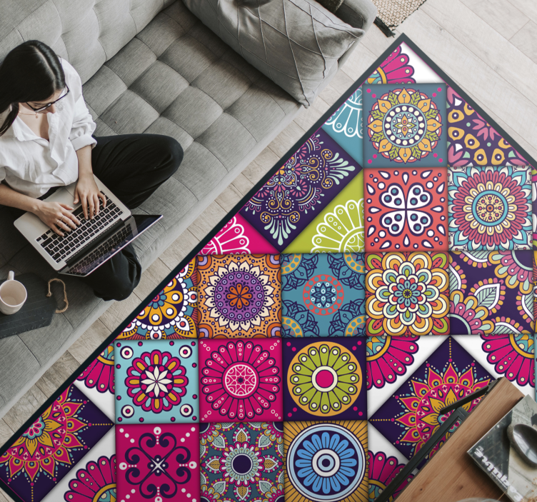 Alfombra vinílica mosaico composición azulejos - TenVinilo