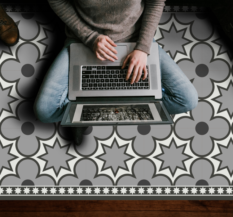 Alfombra vinílica hidráulica estilo de patrón de estrella - TenVinilo