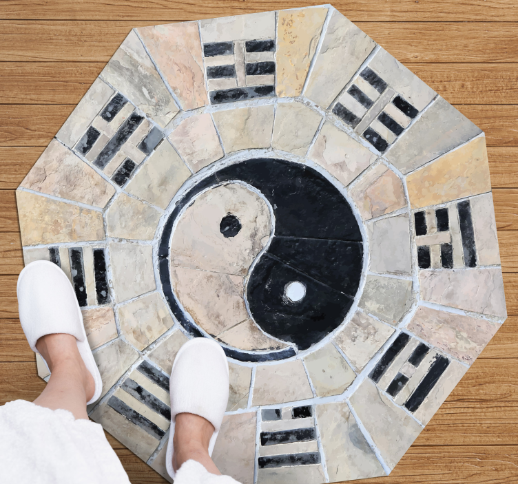 Alfombra vinílica mosaico mosaico yin yang - TenVinilo