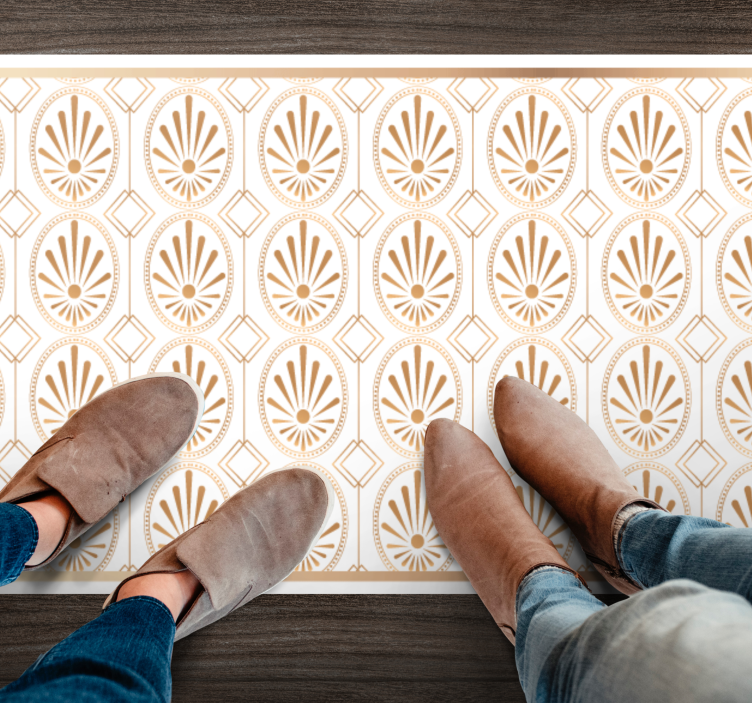 Alfombra vinílica mosaico sofisticado motivo dorado - TenVinilo