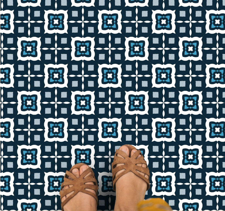 Alfombra vinílica mosaico patrón de color azul marino - TenVinilo