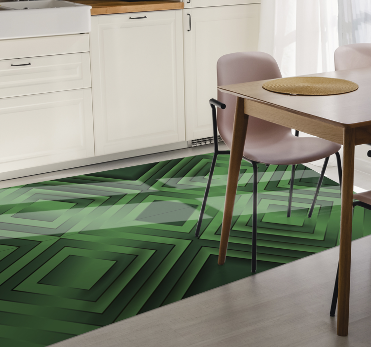 Alfombra vinilo mosaico en verde y negro - TenVinilo