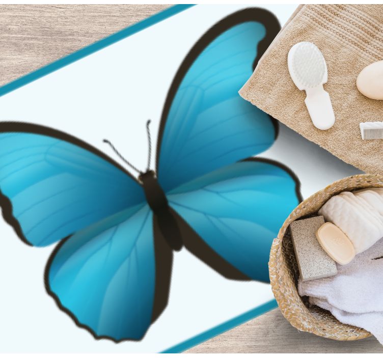 Alfombra vinílica de animales mariposa azul - TenVinilo