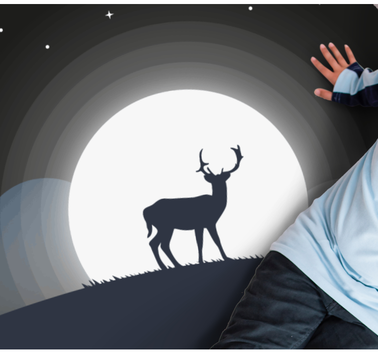 Alfombra vinílica redonda ciervo bajo la luna - TenVinilo