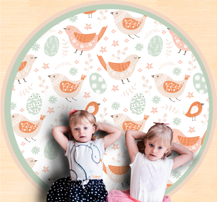 Alfombra vinílica naturaleza encantadores motivos de aves - TenVinilo