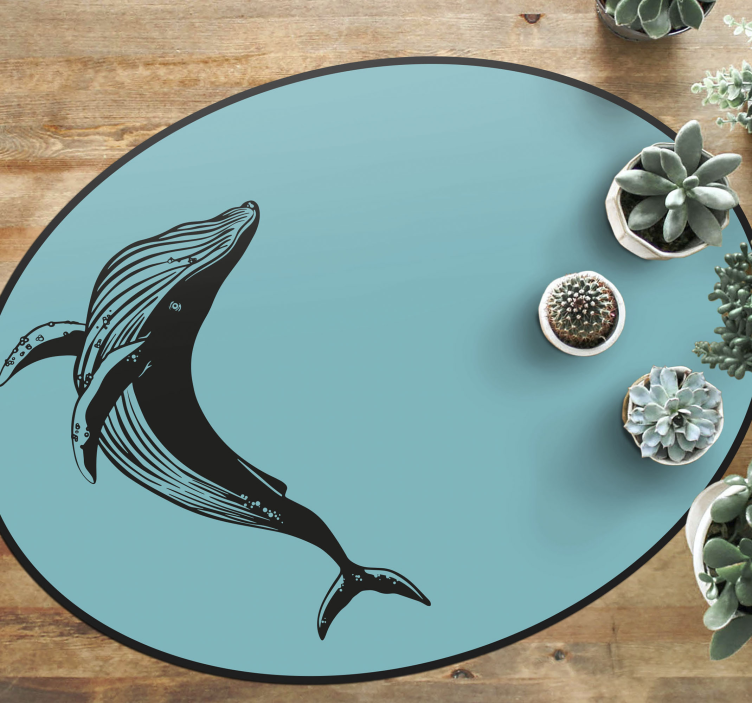 Alfombra vinílica de animales majestuoso motivo de ballena - TenVinilo